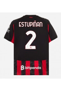 AC Milan Pervis Estupinan #2 Fotballdrakt Hjemme Klær 2025-26 Korte ermer